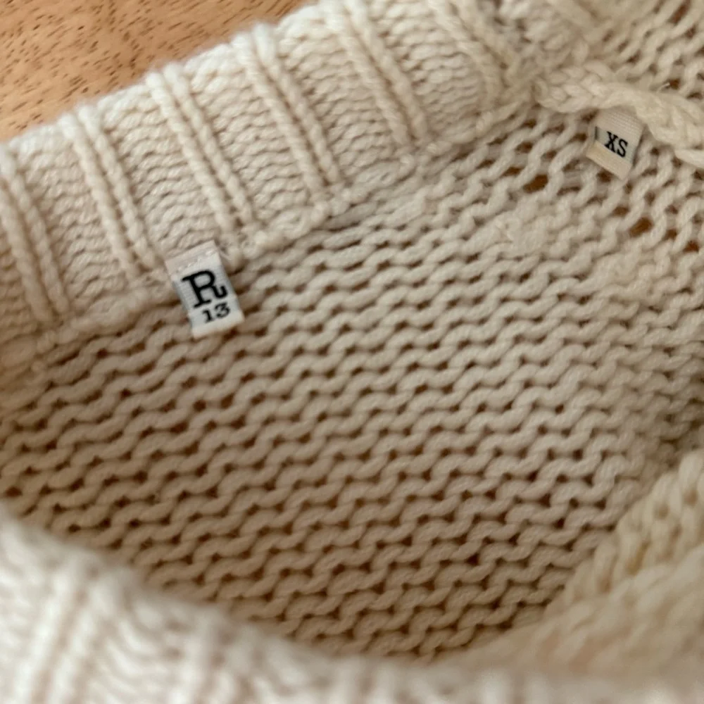 R13 Balloon Sleeve Crewneck Sweater Ecru - Picture 3 of 4